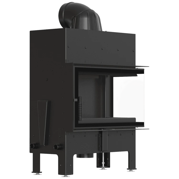 Kominek KRATKI FLOKI M prawy 10 kW Ø200 – Czarny TERMOTEC