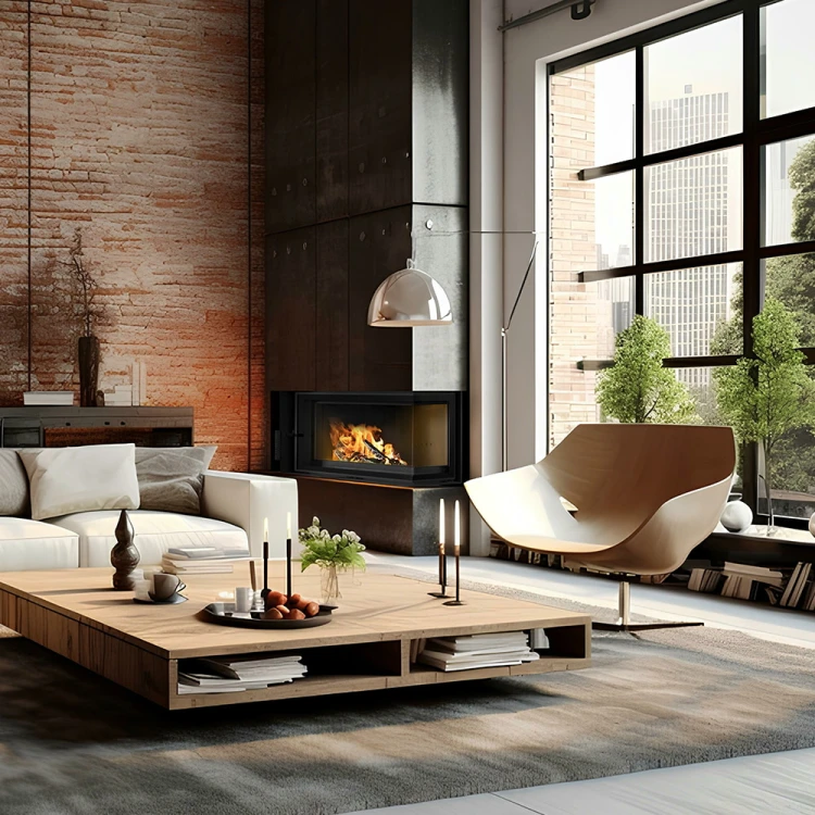 Kominek KRATKI FLOKI S prawy 8 kW Ø160 – Czarny TERMOTEC – widok produktu 2
